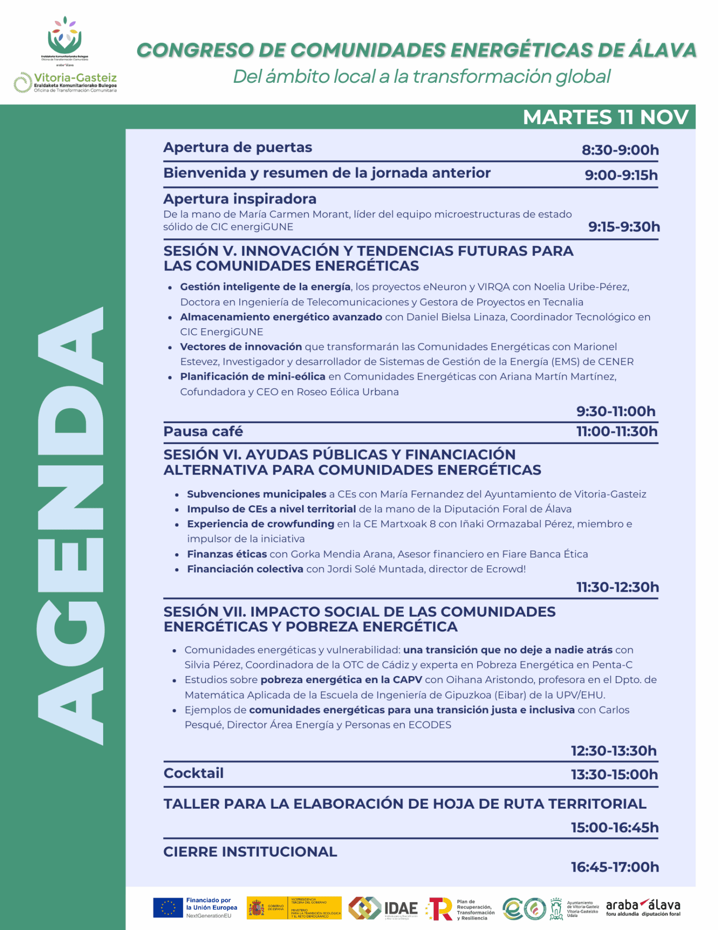 Agenda Martes 11 Noviembre